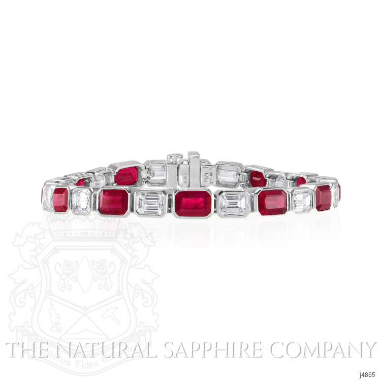12.69 Ct.Tw. Ruby Natural Diamond Tennis/Line Bracelet, Platinum 950